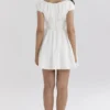 Nala Weißes Baumwoll-Minikleid mit Raffungen
