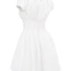 Nala Weißes Baumwoll-Minikleid mit Raffungen