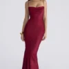 Nalani Abendkleid aus tiefrotem Devoré-Satin – Limited Edition Nalani Abendkleid aus tiefrotem Devoré-Satin – Limited Edition