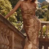 Nalani Gold gemustertes Satin-Maxikleid – Limitierte Edition Nalani Gold gemustertes Satin-Maxikleid – Limitierte Edition
