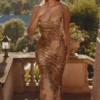 Nalani Gold gemustertes Satin-Maxikleid – Limitierte Edition Nalani Gold gemustertes Satin-Maxikleid – Limitierte Edition