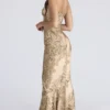 Nalani Gold gemustertes Satin-Maxikleid – Limitierte Edition Nalani Gold gemustertes Satin-Maxikleid – Limitierte Edition
