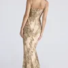 Nalani Gold gemustertes Satin-Maxikleid – Limitierte Edition Nalani Gold gemustertes Satin-Maxikleid – Limitierte Edition