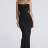 Nalani Schwarzes Devoré-Satin-Maxi-Abendkleid – Limited Edition Nalani Schwarzes Devoré-Satin-Maxi-Abendkleid – Limited Edition