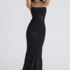 Nalani Schwarzes Devoré-Satin-Maxi-Abendkleid – Limited Edition Nalani Schwarzes Devoré-Satin-Maxi-Abendkleid – Limited Edition