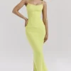 Nalini Acid Lime Korsetts-Maxikleid