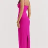 Nalini Fuchsia Stretch-Mesh-Maxikleid