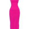 Nalini Fuchsia Stretch-Mesh-Maxikleid