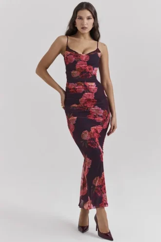 Nalini Romantisches Maxikleid mit Blumenmuster