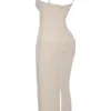 Nalini Sand Stretch-Mesh-Maxikleid