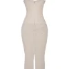 Nalini Sand Stretch-Mesh-Maxikleid
