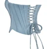 Nastassia Cool Blue Satin-Korsett mit Verzierungen Nastassia Cool Blue Satin-Korsett mit Verzierungen
