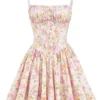 Natassia Minikleid aus Baumwolle mit rosa Wiesenprint Natassia Minikleid aus Baumwolle mit rosa Wiesenprint