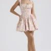 Natassia Minikleid aus Baumwolle mit rosa Wiesenprint Natassia Minikleid aus Baumwolle mit rosa Wiesenprint