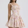 Natassia Minikleid aus Baumwolle mit rosa Wiesenprint Natassia Minikleid aus Baumwolle mit rosa Wiesenprint