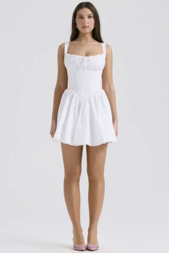 Natassia Weißes Baumwoll-Minikleid
