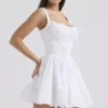 Natassia Weißes Baumwoll-Minikleid