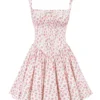 Natassia Weißes Mini-Kleid aus Baumwolle mit Rosenknospen-Print Natassia Weißes Mini-Kleid aus Baumwolle mit Rosenknospen-Print