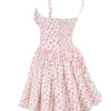 Natassia Weißes Mini-Kleid aus Baumwolle mit Rosenknospen-Print Natassia Weißes Mini-Kleid aus Baumwolle mit Rosenknospen-Print