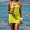 Neri Mini-Kleid aus strukturiertem Baumwollstrick in Acid Lime Neri Mini-Kleid aus strukturiertem Baumwollstrick in Acid Lime