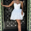 Nerissa Weißes Jacquard-Korsetts-Minikleid