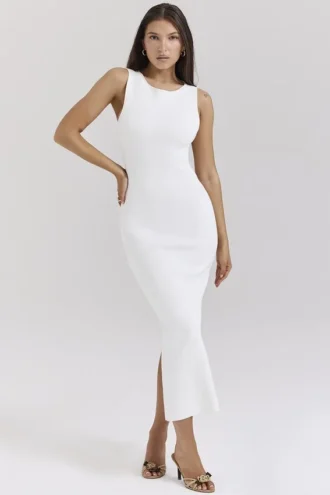 Noli Weißes, ärmelloses Maxikleid