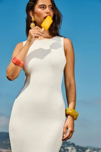 Noli Weißes, ärmelloses Maxikleid