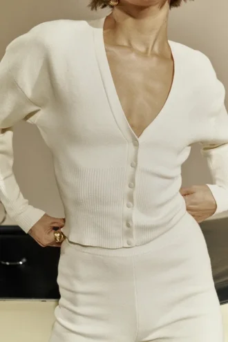 Noor Off-White-Strickjacke