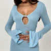 Noya Mini-Strickkleid in Ozeanblau