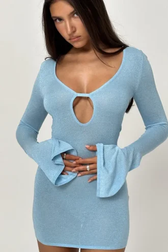 Noya Mini-Strickkleid in Ozeanblau
