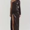 Octavia Cocoa Maxikleid aus veganem Leder