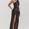 Octavia Cocoa Maxikleid aus veganem Leder