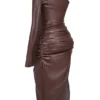 Octavia Cocoa Maxikleid aus veganem Leder