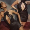 Olivia Bitter Chocolate Mini-Kleid aus veganem Leder
