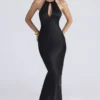 Oliviana – Schwarzes Maxikleid aus Satin