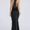 Oliviana – Schwarzes Maxikleid aus Satin