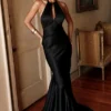 Oliviana – Schwarzes Maxikleid aus Satin