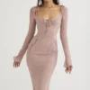 Ophelia Blush Cutout Midi-Kleider