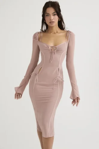 Ophelia Blush Cutout Midi-Kleider