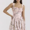 Ophelia-Kleid mit rosa Schleifenprint und Pumphosen