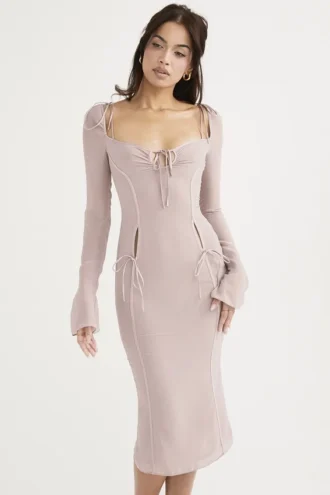 Ophelia Midi-Kleid mit Kristall-Ausschnitten