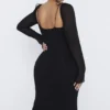 Ophelia Schwarzes Midi-Kleid mit Cut-outs