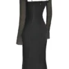 Ophelia Schwarzes Midi-Kleid mit Cut-outs