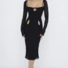 Ophelia Schwarzes Midi-Kleid mit Cut-outs