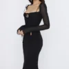 Ophelia Schwarzes Midi-Kleid mit Cut-outs