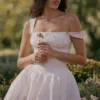 Ophelia Weißes Baumwoll-Minikleid mit Pumphosen