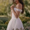 Ophelia Weißes Baumwoll-Minikleid mit Pumphosen
