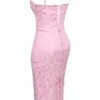 Ophelle Pink Jacquard-Midi-Kleid mit Schnürung Ophelle Pink Jacquard-Midi-Kleid mit Schnürung