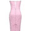 Ophelle Pink Jacquard-Midi-Kleid mit Schnürung Ophelle Pink Jacquard-Midi-Kleid mit Schnürung