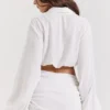 Palmer Weißes Plunge-Blouson-Oberteil Palmer Weißes Plunge-Blouson-Oberteil
